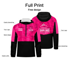 Anpassbare Rosa Camouflage Winddichte Softshell Kapuzenjacke - Vollverschluss, Logo- & Text-Druck