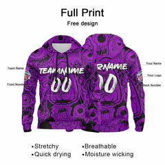 Benutzerdefinierter Sweatshirt-Hoodie für Mann, Frau, Mädchen, Junge. Drucken Sie Ihr Logo, Ihren Namen und Ihre Nummer Lila