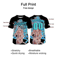 Benutzerdefiniert Schwarz Blau Baseball Uniformen Drucken für Jungs Mädchen und Kinder Machen Ihr Team Mehr Vielfältig