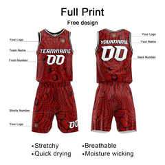 Benutzerdefinierter Rot Basketball Jersey Uniform Anzug gedruckt Ihr Logo Name Nummer
