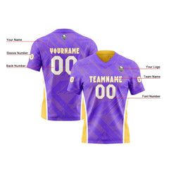 Benutzerdefinierte Lila Gelb Reversibel Fußball Trikot Personalisierte Gradient Fußball Shirts für Männer gedruckt Team Name Nummer Logo
