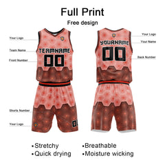 Benutzerdefinierter Dunkel Orange Basketball Jersey Uniform Anzug gedruckt Ihr Logo Name Nummer