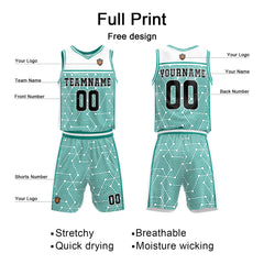 Benutzerdefinierter Weiß Teal Basketball Jersey Uniform Anzug gedruckt Ihr Logo Name Nummer