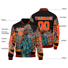 Maßgeschneiderte Orange Letterman Varsity Jacket Individuelle Stickerei Druck nach Ihrem Wunsch