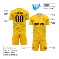 Benutzerdefinierte Gelb Fußball Trikots für Männer Frauen Personalisierte Fußball Uniformen für Erwachsene und Kind