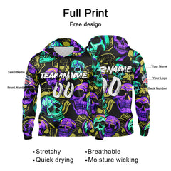 Benutzerdefinierter Sweatshirt-Hoodie für Mann, Frau, Mädchen, Junge. Drucken Sie Ihr Logo, Ihren Namen und Ihre Nummer Yellow&Purple