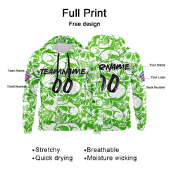 Benutzerdefinierter Sweatshirt-Hoodie für Mann, Frau, Mädchen, Junge. Drucken Sie Ihr Logo, Ihren Namen und Ihre Nummer Grün&Weiß