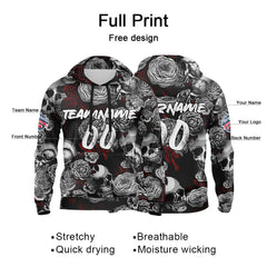 Benutzerdefinierter Sweatshirt-Hoodie für Mann, Frau, Mädchen, Junge. Drucken Sie Ihr Logo, Ihren Namen und Ihre Nummer Grau&Rot