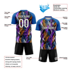 Benutzerdefinierte Schwarz Blau Fußball Trikots für Männer Frauen Personalisierte Fußball Uniformen für Erwachsene und Kind