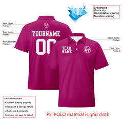 Benutzerdefinierte Fuchsia Weiß Fußball Polo-Shirts Fügen Sie Ihr Einzigartiges hinzu Logo/Name/Nummer