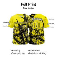 Benutzerdefinierte Baseball Jersey Personalisierte Baseball Shirt genäht und Druck Gelb