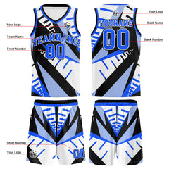 Benutzerdefinierter Weiß Schwarz Blau Basketball Jersey Uniform Anzug gedruckt Ihr Logo Name Nummer