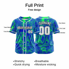 Benutzerdefinierte Baseball Jersey Personalisierte Baseball Shirt genäht und Druck Royal-Grün