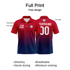 Benutzerdefinierte Rot Marine Fußball Polo-Shirts Fügen Sie Ihr Einzigartiges hinzu Logo/Name/Nummer