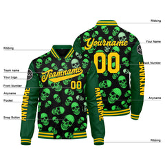 Maßgeschneiderte Grün Letterman Varsity Jacket Individuelle Stickerei Druck nach Ihrem Wunsch