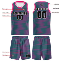 Benutzerdefinierter Grau Rosa Basketball Jersey Uniform Anzug gedruckt Ihr Logo Name Nummer