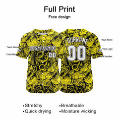 Benutzerdefinierte Baseball Jersey Personalisierte Baseball Shirt genäht und Druck Gelb