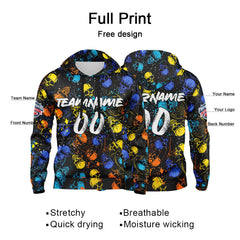 Benutzerdefinierter Sweatshirt-Hoodie für Mann, Frau, Mädchen, Junge. Drucken Sie Ihr Logo, Ihren Namen und Ihre Nummer Blau&Gelb