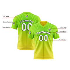 Benutzerdefinierte Grün Gelb Reversibel Fußball Trikot Personalisierte Gradient Fußball Shirts für Männer gedruckt Team Name Nummer Logo