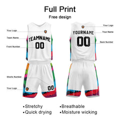Benutzerdefinierte Weiß Schwarz Reversible Basketball Jersey Personalisierte Name Nummernlogo drucken
