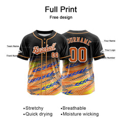 Benutzerdefiniert Schwarz Orange Baseball Uniformen Drucken für Jungs Mädchen und Kinder Machen Ihr Team Mehr Vielfältig