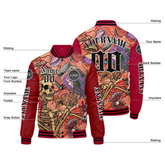 Maßgeschneiderte Rot Letterman Varsity Jacket Individuelle Stickerei Druck nach Ihrem Wunsch