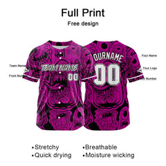 Benutzerdefinierte Baseball Jersey Personalisierte Baseball Shirt genäht und Druck Monster-Rose