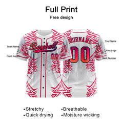 Benutzerdefiniert Weiß Rot Baseball Uniformen Drucken für Jungs Mädchen und Kinder Machen Ihr Team Mehr Vielfältig