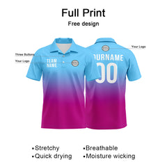 Benutzerdefinierte Hellblau Rosa Lila Fußball Polo-Shirts Fügen Sie Ihr Einzigartiges hinzu Logo/Name/Nummer