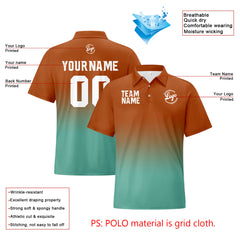 Benutzerdefinierte Braun Cyan Fußball Gradient Polo-Shirts Fügen Sie Ihr Einzigartiges hinzu Logo/Name/Nummer