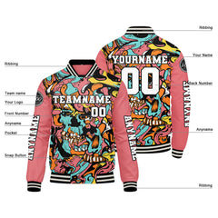 Maßgeschneiderte Rosa Letterman Varsity Jacket Individuelle Stickerei Druck nach Ihrem Wunsch