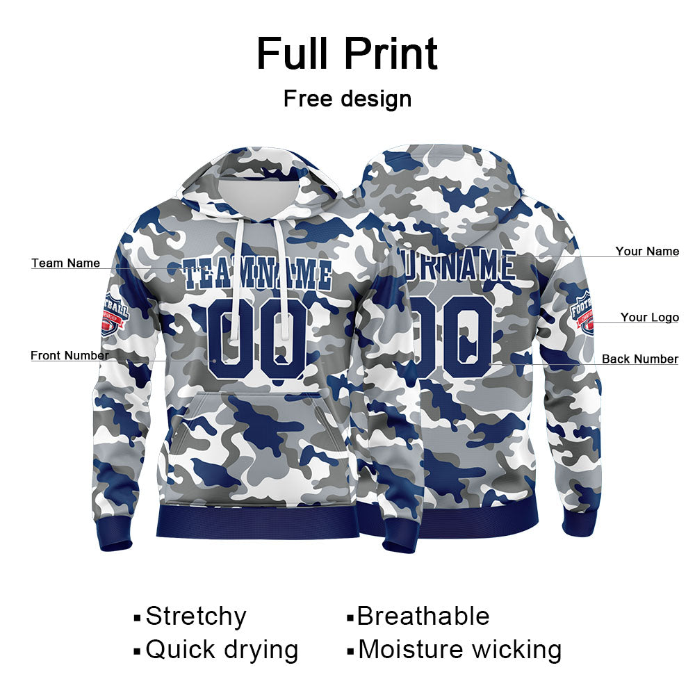 Benutzerdefinierter Sweatshirt-Hoodie für Mann, Frau, Mädchen, Junge. Drucken Sie Ihr Logo, Ihren Namen und Ihre Nummer Royal-Grau