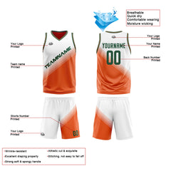 Benutzerdefinierte Weiß Orange Reversible Basketball Jersey Personalisierte Print Name Nummer Logo