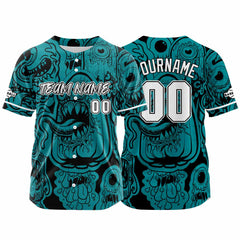 Benutzerdefinierte Baseball Jersey Personalisierte Baseball Shirt genäht und Druck Monster-Mitternachtsgrün