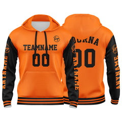 Benutzerdefinierter Orange Schwarz Hoodie für Mann, Frau, Mädchen, Junge. Drucken Sie Ihr Logo, Ihren Namen und Ihre Nummer