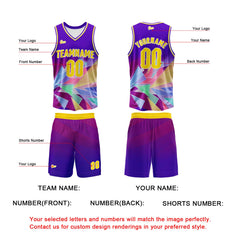 Benutzerdefinierter Lila Basketball Jersey Uniform Anzug gedruckt Ihr Logo Name Nummer