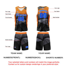 Benutzerdefinierter Schwarz Orange Basketball Jersey Uniform Anzug gedruckt Ihr Logo Name Nummer