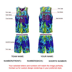 Benutzerdefinierte Blau Lila Reversible Basketball Jersey Personalisierte Print Name Nummer Logo