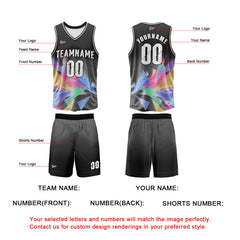Benutzerdefinierter Schwarz Basketball Jersey Uniform Anzug gedruckt Ihr Logo Name Nummer