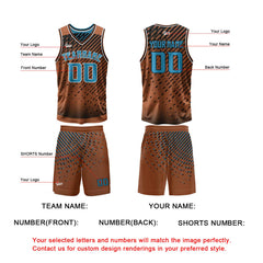Benutzerdefinierte Braun Blau Reversible Basketball Jersey Personalisierte Print Name Nummer Logo