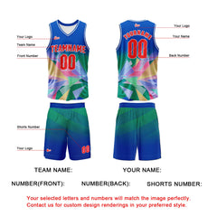 Benutzerdefinierter Blau Basketball Jersey Uniform Anzug gedruckt Ihr Logo Name Nummer