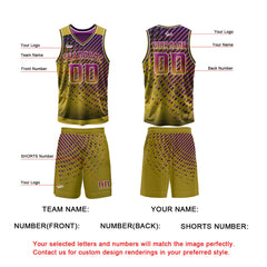 Benutzerdefinierte Gold Rosa Reversible Basketball Jersey Personalisierte Print Name Nummer Logo