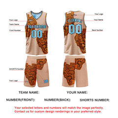 Benutzerdefinierte Orange Hellblau Reversible Basketball Jersey Personalisierte Print Name Nummer Logo