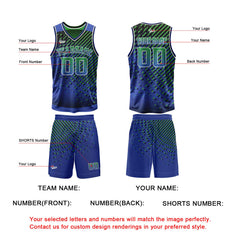 Benutzerdefinierte Blau Grün Reversible Basketball Jersey Personalisierte Print Name Nummer Logo