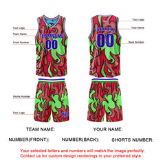 Benutzerdefinierte Blau Rot Reversible Basketball Jersey Personalisierte Print Name Nummer Logo