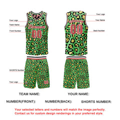 Benutzerdefinierte Rosa Grün Reversible Basketball Jersey Personalisierte Print Name Nummer Logo