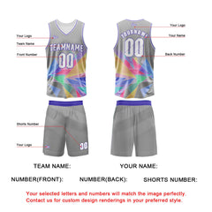 Benutzerdefinierter Grau Basketball Jersey Uniform Anzug gedruckt Ihr Logo Name Nummer