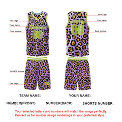 Benutzerdefinierte Gelb Lila Reversible Basketball Jersey Personalisierte Print Name Nummer Logo