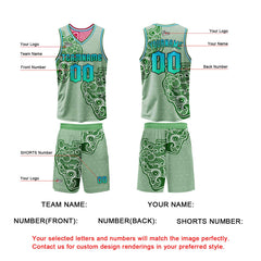 Benutzerdefinierte Grün Rosa Reversible Basketball Jersey Personalisierte Print Name Nummer Logo