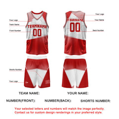 Benutzerdefinierter Rot Weiß Basketball Jersey Uniform Anzug gedruckt Ihr Logo Name Nummer